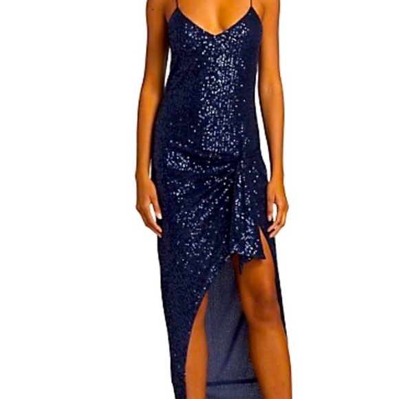 Caroline Constas Elegant Royal Blue Sparkly Dress - Picture 1 of 3
